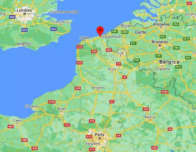 Mapa de ubicación de Dunkerque