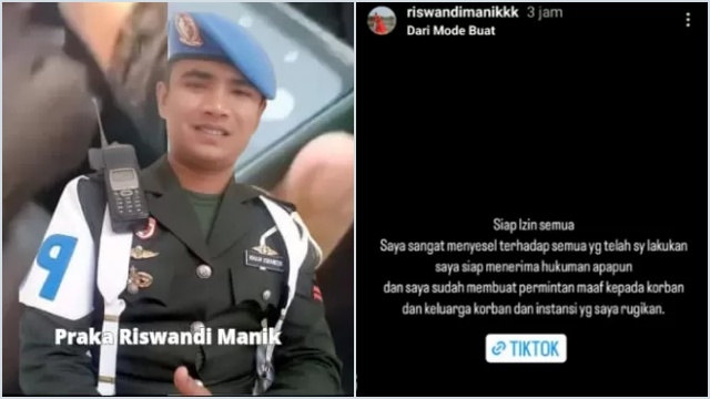 Usai Diduga Aniaya Pemuda Aceh Hingga Tewas, Praka Riswandi Manik Ngaku Menyesal...
