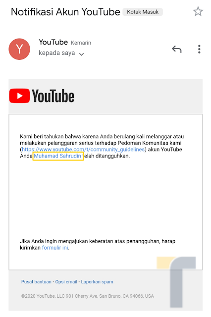 Cara Mengetahui URL YouTube yang Ditangguhkan