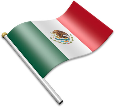 The Mexican flag on a flagpole clipart image