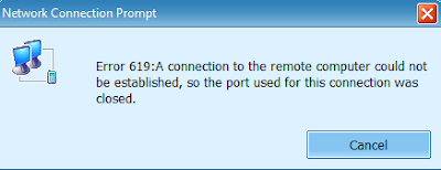 Error 619: A Connection to the Remote Computer could not be established, so the port used for this connection was closed