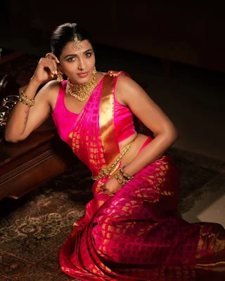 Actress Sai Dhanshika bridal makeup photoshootActress Sai Dhanshika bridal makeup photoshoot