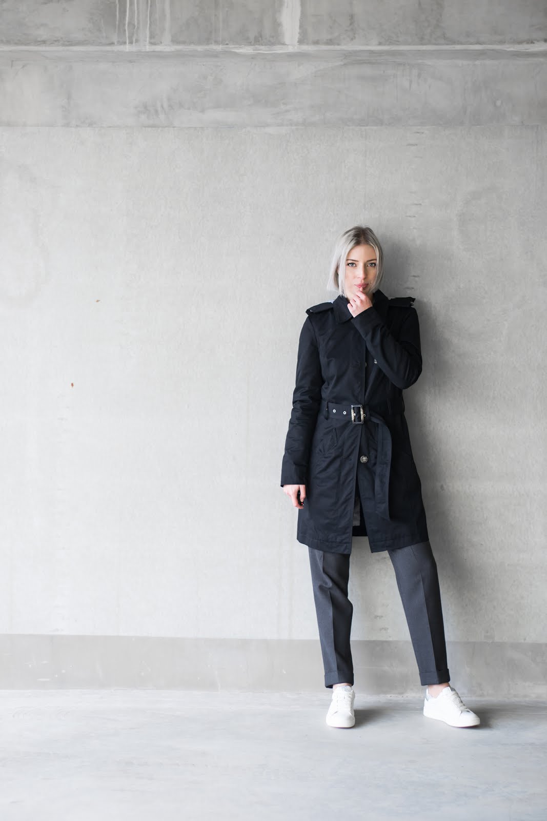 s.Oliver, trenchcoat, black, casual, outfit, street style, minimal, how to wear, ss18, trends