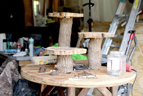Wood Spool, tree slice and log crudite display, Bliss-Ranch.com