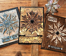 Mixed Media Techniques Tutorial by Sara Emily Barker for The Funkie Junkie Boutique https://frillyandfunkie.blogspot.com/2019/01/saturday-showcase-easy-mixed-media.html Tim Holtz Sizzix Alterations Ice Flake1