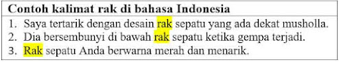 23 contoh kalimat dengan kata rak di bahasa Indonesia,
