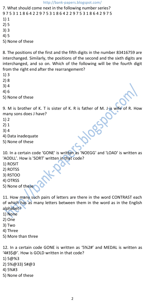 ibps model papers