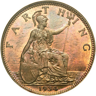 British Coins Farthing 1934 Seated Britannia