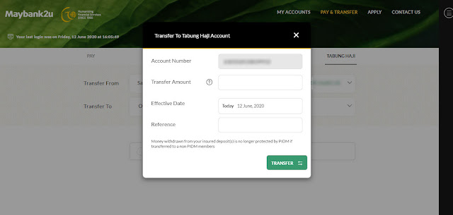 ara Pindahkan Wang Daripada Maybank Ke Akaun Tabung Haji Secara Online