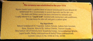 This is the image of the ingredients of the soap Mysore Sandal Gold.