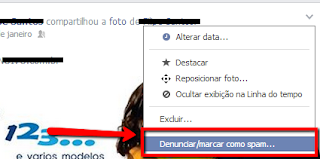 Passo 1 para remover vírus do Facebook: marcar como span