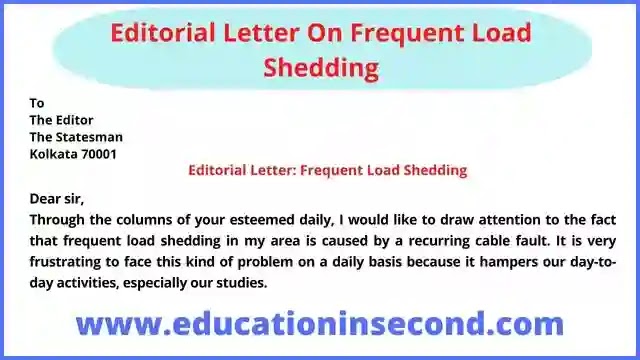 Editorial Letter On Frequent Load Shedding