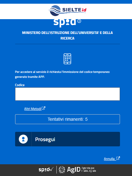 Codice APP spid da inserire per entrare in PAgo In Rete