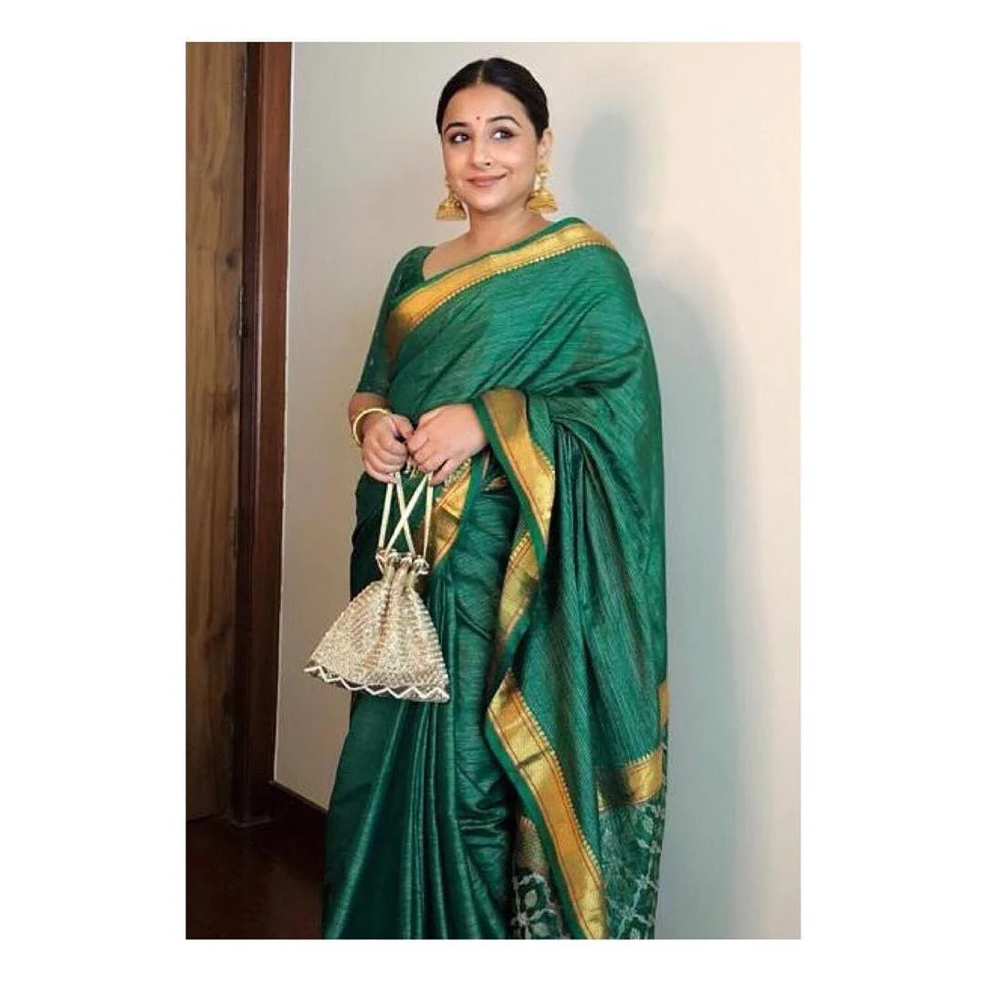 Bollywood Vidya Balan In Wedding Pretty Green Saree Stills