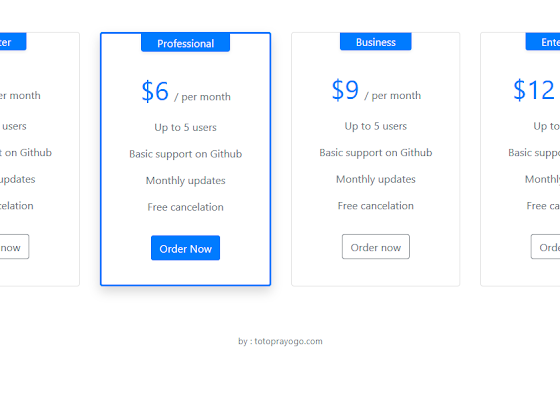 Clean Pricing Table