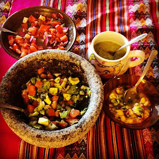 Mixture of vegetables and fruits called Pico de Gallo