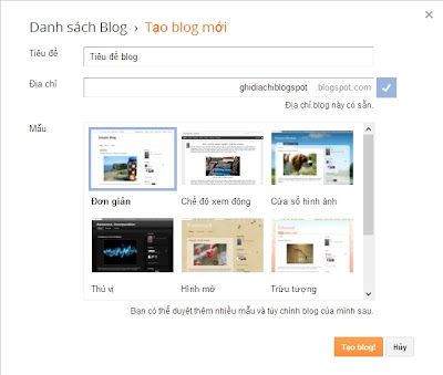 Cách tạo một blog bằng blogspot