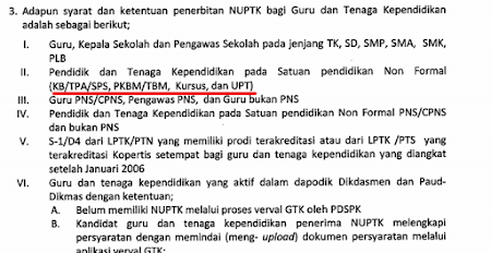 Syarat Penerbitan  NUPTK Baru Bagi Guru GTT/PTT/Guru PNS Formal non Formal 2016
