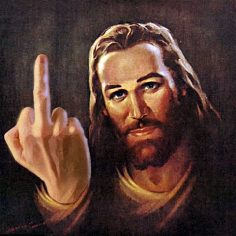 Jesus med fuckfinger