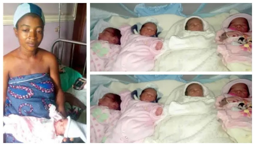 Nigerian man disappointed as wife on Contraceptives births Quadruplets after 5 children (photos)