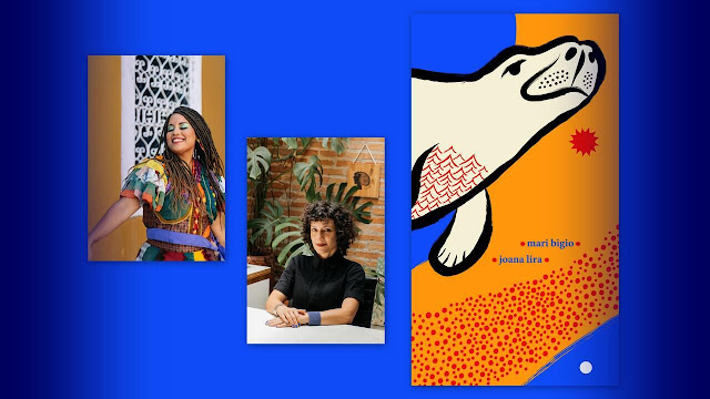 Autora Mari Bigio e ilustradora Joana Lira e capa do livro "Solução do peixe-boi".