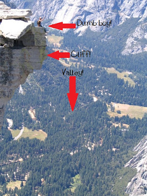 Boy sitting on cliff--Yosemite National Park