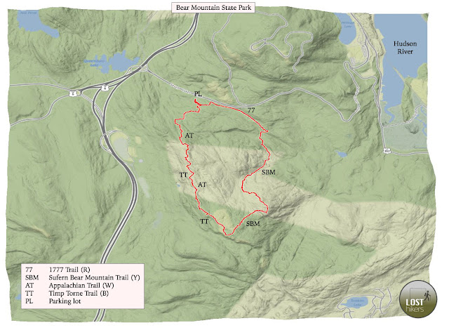 Ruta y mapa de la excursión en Bear Mountain State Park: West Mountain