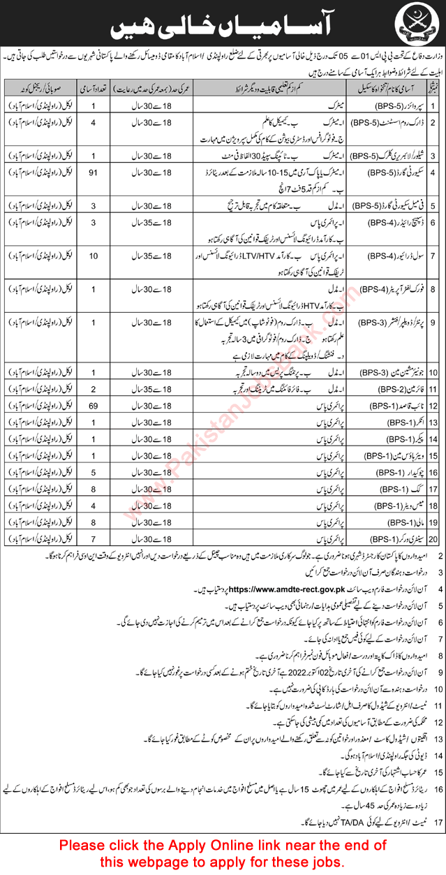 Defense Ministry Jobs September 2022 Online Security Guards, Deputy Messenger, Apply for Drivers 