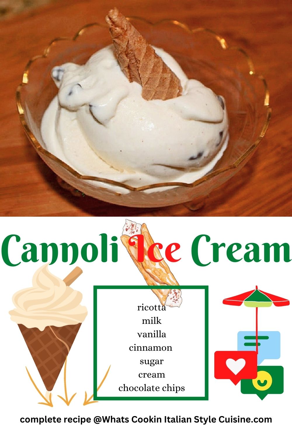 pin for later on how to make cannoli ice cream