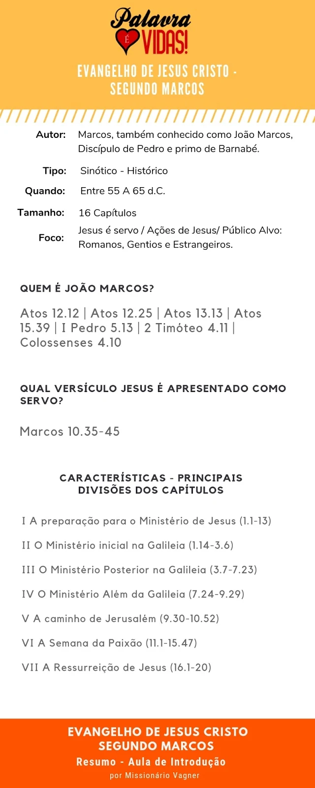 Resumo Bíblico - Evangelho de Marcos