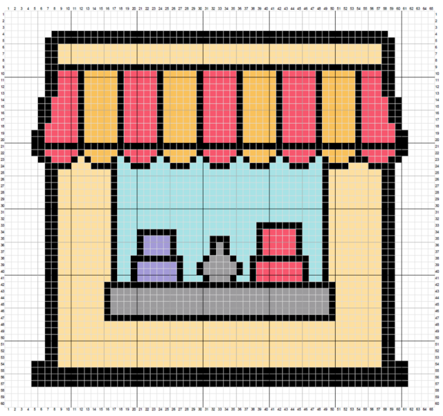 Cute Shop Front - free cross stitch pattern