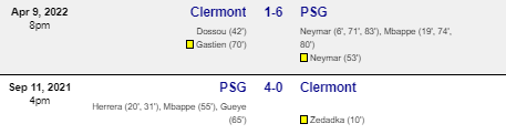 Clermont vs PSG