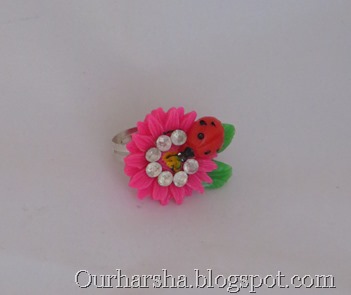 Resin Ladybird Flower Leaf Ring (9)