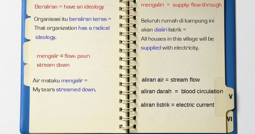  Bahasa  Inggrisnya  Mengalir Aliran Beserta contoh kalimatnya