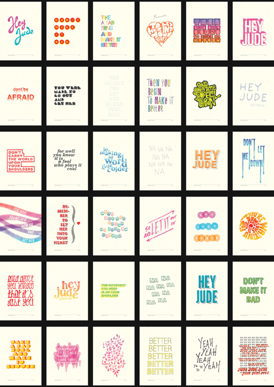 Hey Jude typography - Pantone marker illustrated lyrics by Stefano Agabio