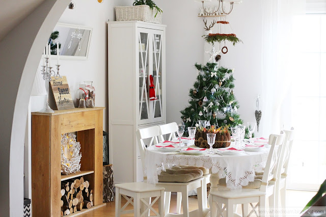 stół wigilijny, dekoracje świąteczne, choinka 2017, Atrapa kominka DIY, 