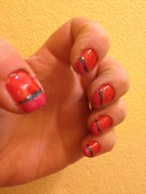 Nail Art: Color Blocked Coral and Magenta Red Carpet Gel ...