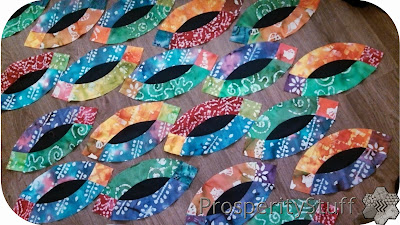 ProsperityStuff: Colorful Batik Double Wedding Ring quilt block components