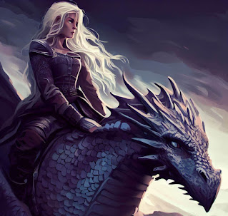 Rhaenyra Targaryen, Princess of Dragonstone, and Syrax from A Song of Ice and Fire