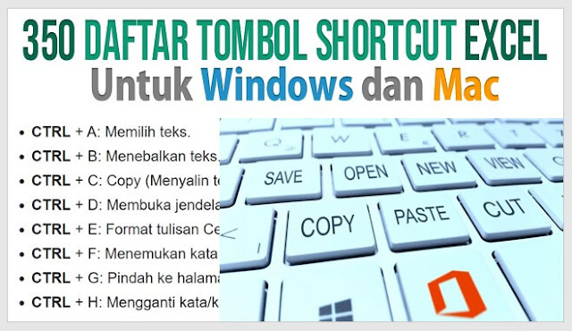 Daftar Tombol ShortCut Excel di Windows dan Mac