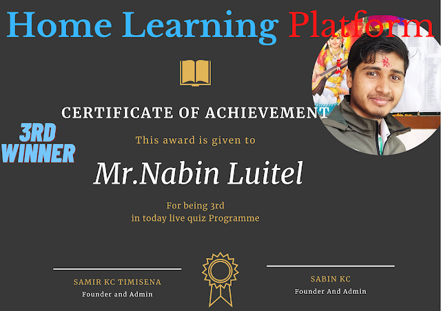  A Lot Of Congratulations For Being 3rd Winner Mr.Nabin Luitel || 2PM Live Quiz