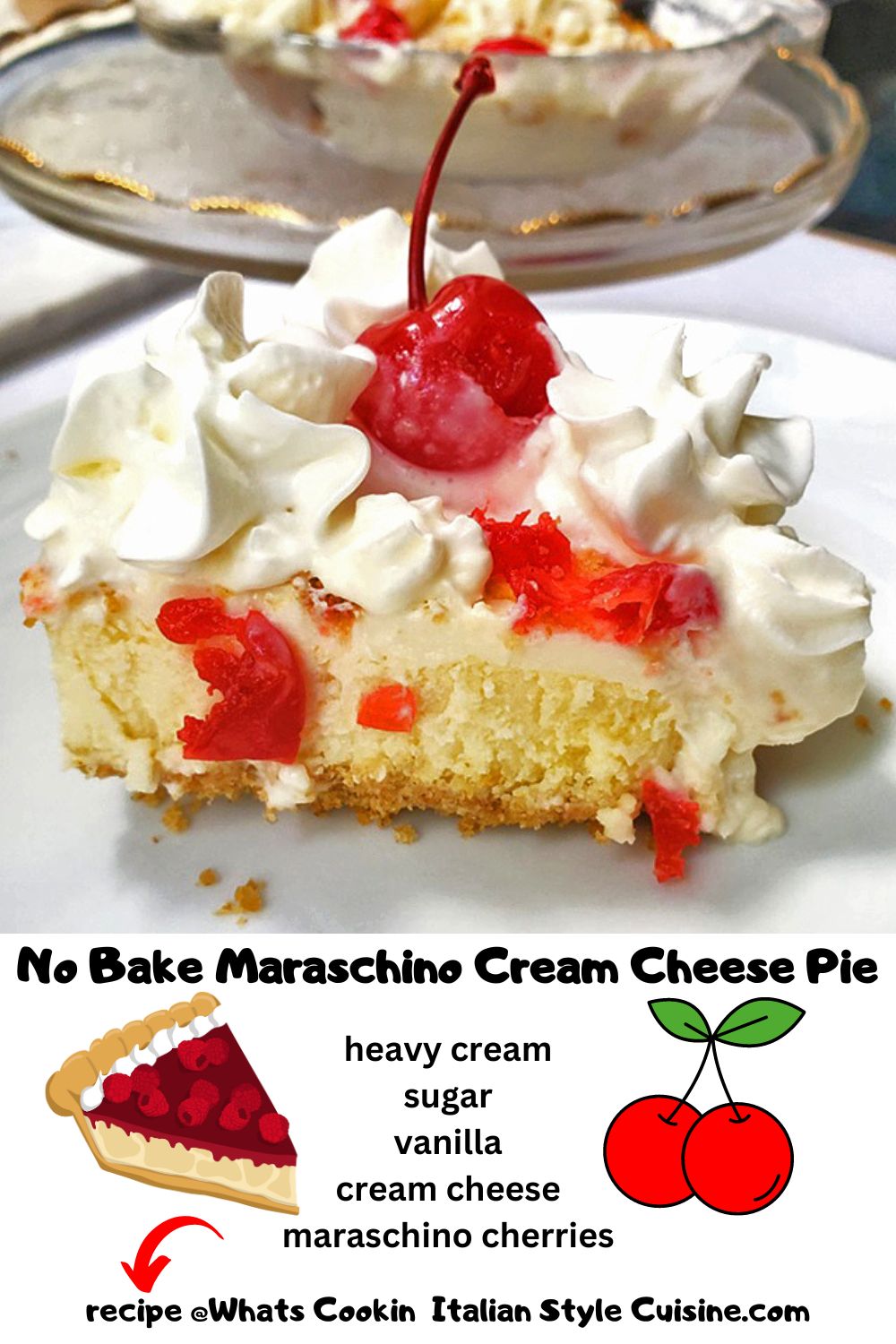 pin for later maraschino cream cheese pie no bake recipe