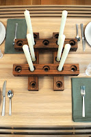 wooden candle holder set 2