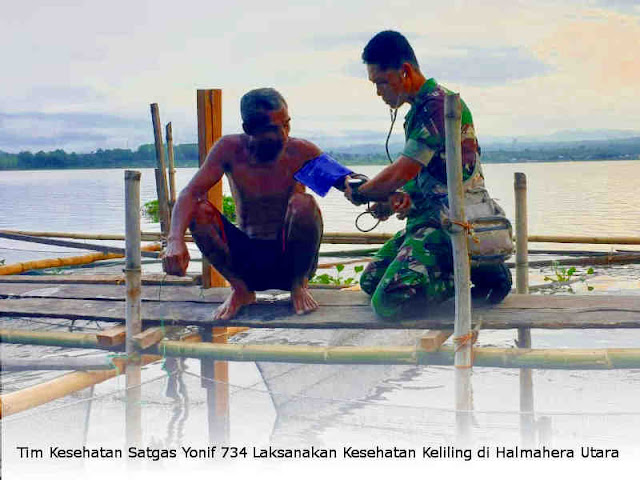 Tim Kesehatan Satgas Yonif 734 Laksanakan Kesehatan Keliling di Halmahera Utara