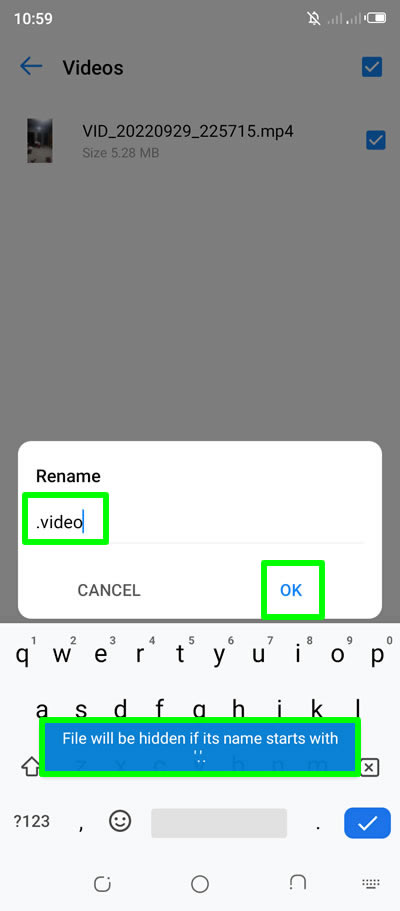 renaming video file starting with dot android