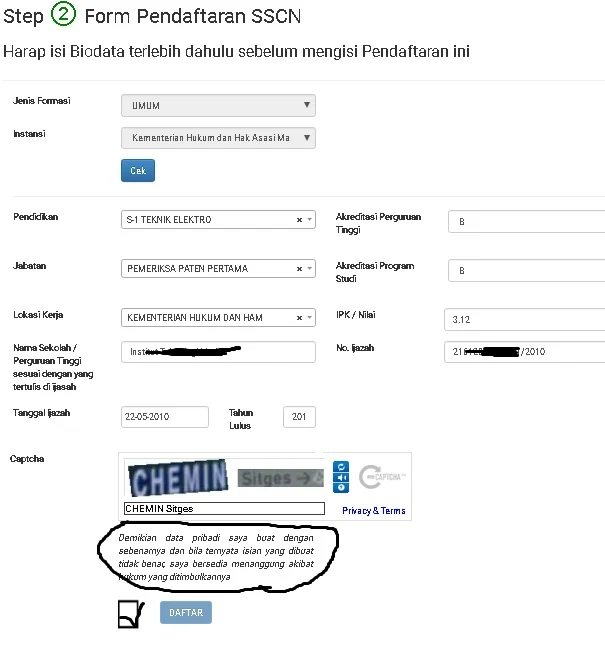 cara daftar cpns kemenkumham 