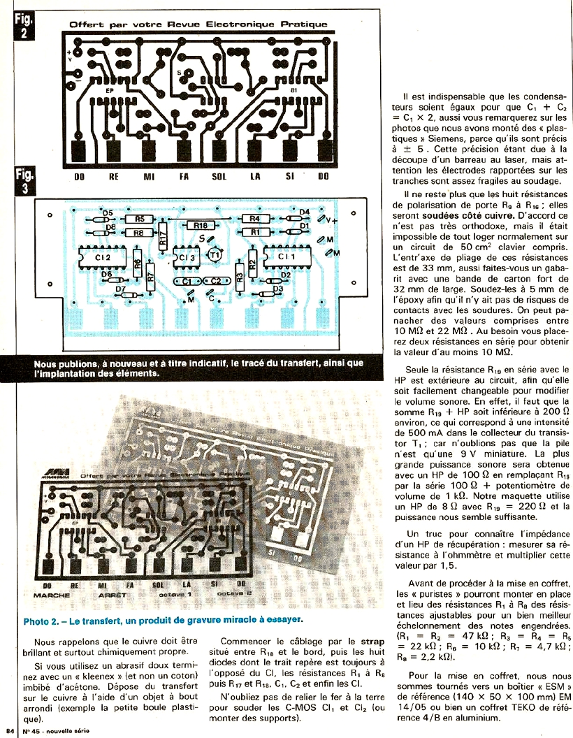 Electronique Pratique 45 Jan 1982 MINI ORGAO DE TOQUE SENSITIVO