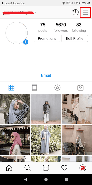 membuka profil instagram