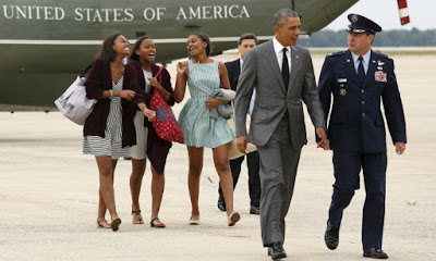 The Obamas enjoy a stroll