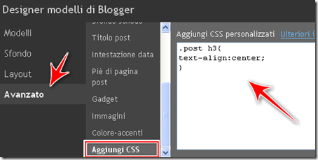 come centrare titolo post blog blogger CSS designer template